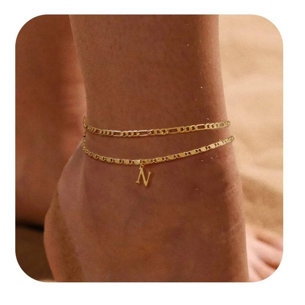 26 Letters A-Z Stainless Steel Chain Anklets For Women - CartRare