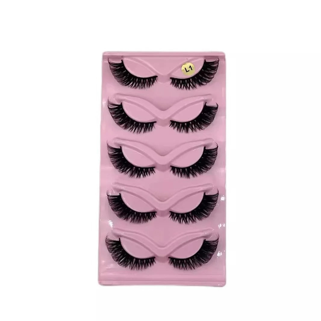 5 Pairs Cat Eye Faux Mink Lashes – Elongated, Fluffy False Eyelashes for Glam Makeup Look - CartRare