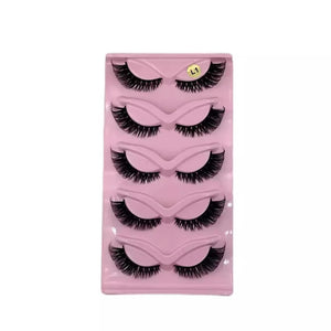 5 Pairs Cat Eye Faux Mink Lashes – Elongated, Fluffy False Eyelashes for Glam Makeup Look - CartRare