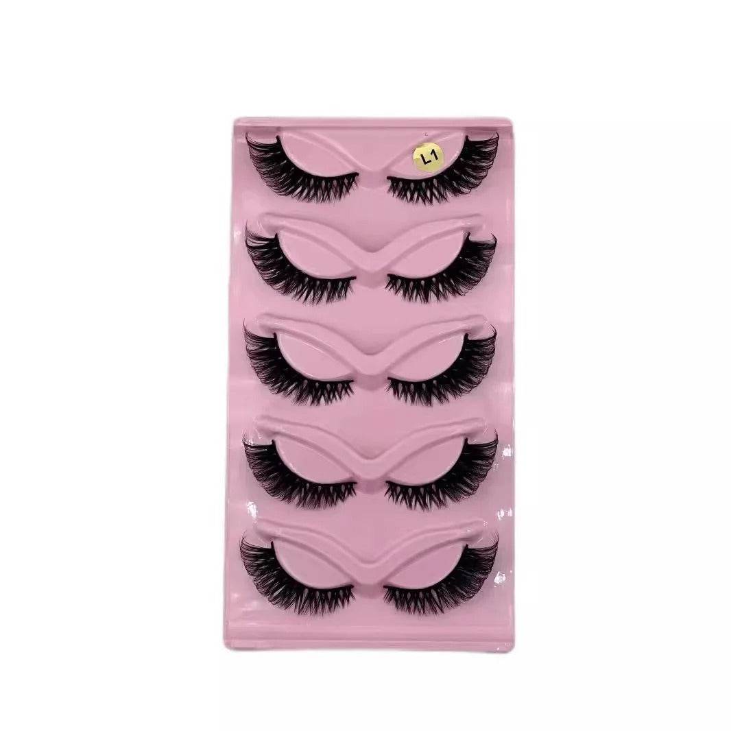 5 Pairs Cat Eye Faux Mink Lashes – Elongated, Fluffy False Eyelashes for Glam Makeup Look - CartRare