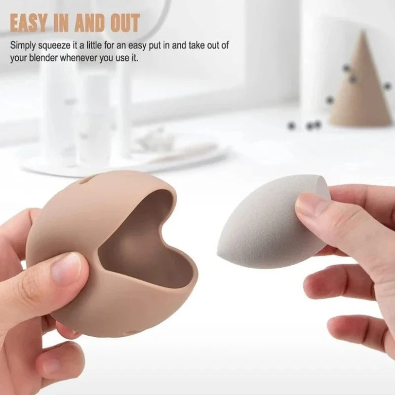 Silicone Makeup Sponge Holder – Eco-Friendly, Multi-Hole Beauty Blender Storage Case, Travel-Friendly Puff Organizer Box (1PC) - CartRare