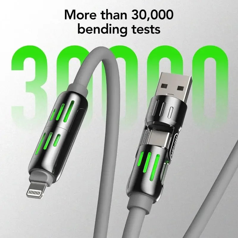 Universal 4-in-1 High-Speed 240W USB Charging Cable for iPhone and Samsung - CartRare
