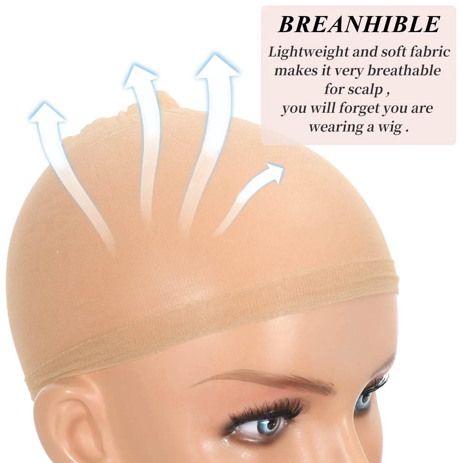 2PCS HD Transparent Wig Caps – Light Brown Nylon Lace Front for Women & Men - CartRare