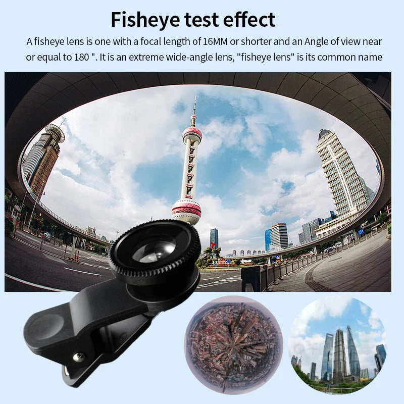 3-in-1 Smartphone Camera Lens Kit with Fisheye and Wide Angle - CartRare