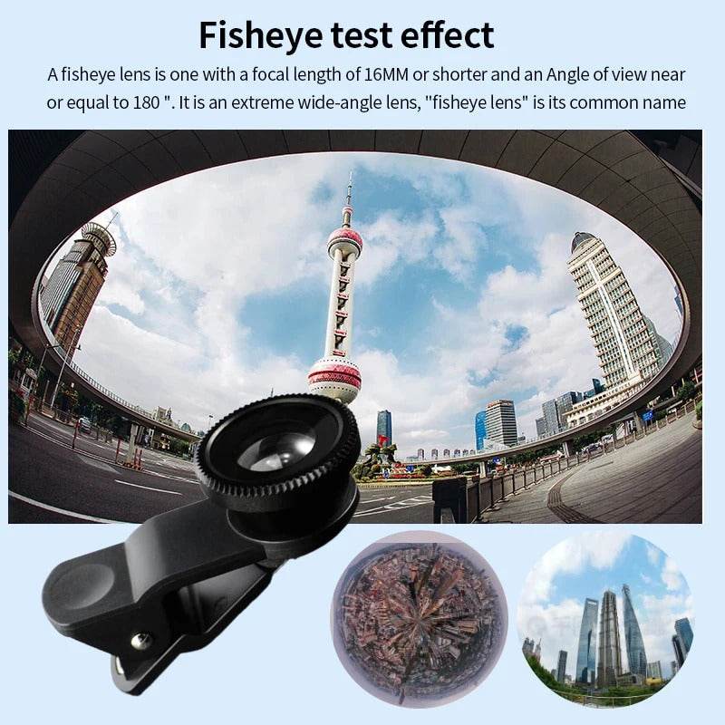 3-in-1 Smartphone Camera Lens Kit with Fisheye and Wide Angle - CartRare