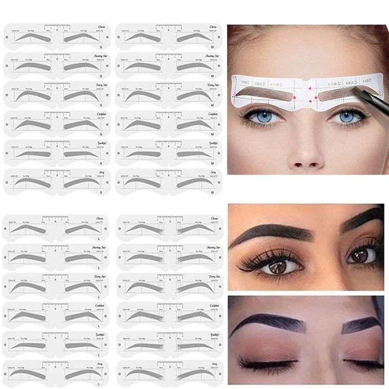 Reusable Eyebrow Stencil Kit – Brow Shaping & Styling Guide with Soft Ruler | Makeup Tool for Precise Grooming & Definition - CartRare