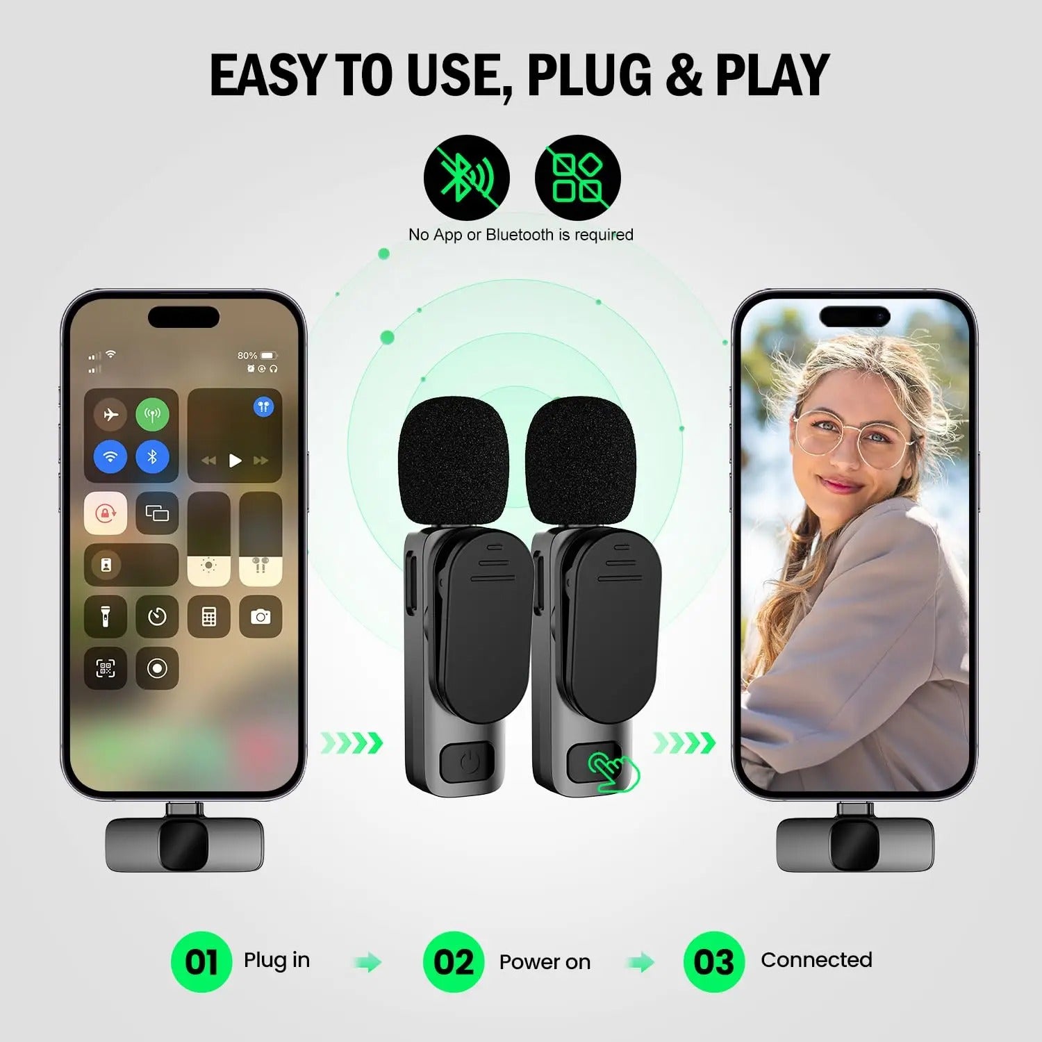 2-Pack Wireless Lavalier Microphones for iPhone, Android, and iPad Vlogging, Streaming, and Clear Voice Recording - CartRare