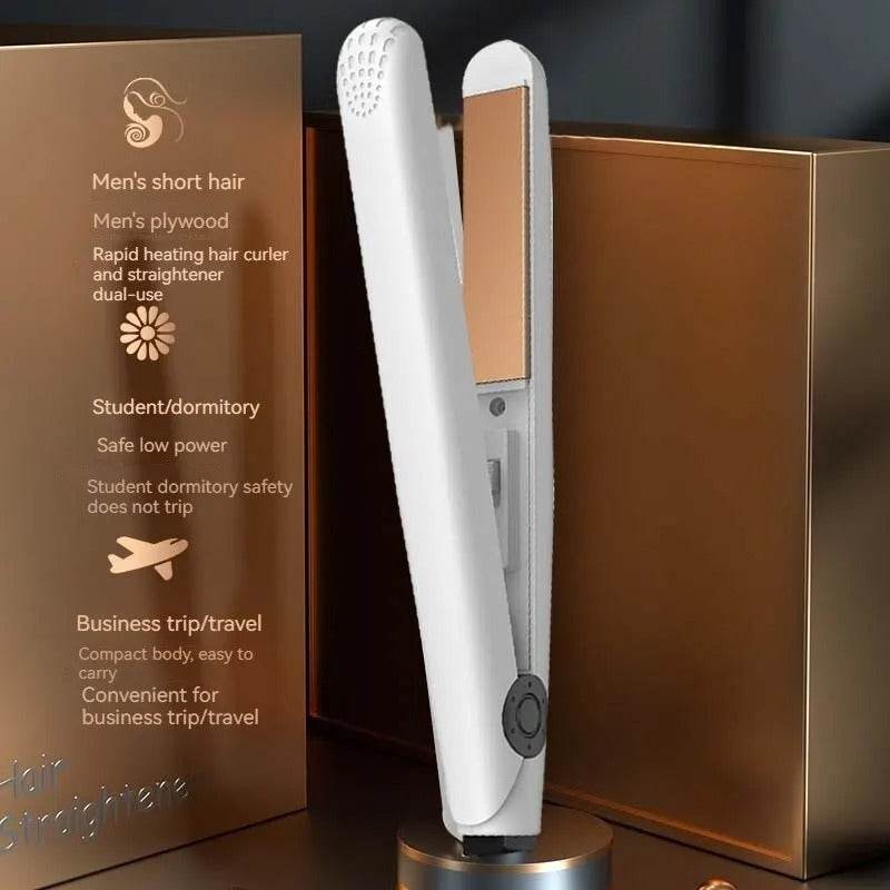 Men’s 2-in-1 Curling & Straightening Iron – Mini Electric Hair Styler for Volume, Fluffy Look & Straight Hai - CartRare