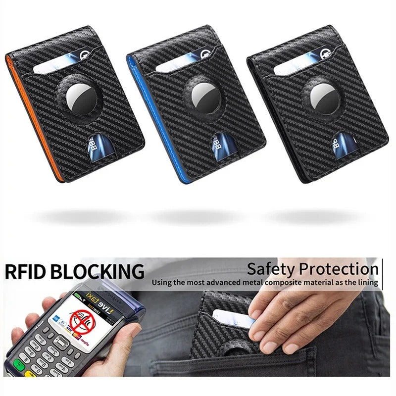 RFID Slim Card Holder Wallet for Dad, Husband, Son, Brother, Boyfriend – AirTag Slot, Father’s Day Gift - CartRare
