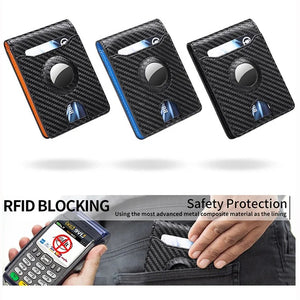 RFID Slim Card Holder Wallet for Dad, Husband, Son, Brother, Boyfriend – AirTag Slot, Father’s Day Gift - CartRare