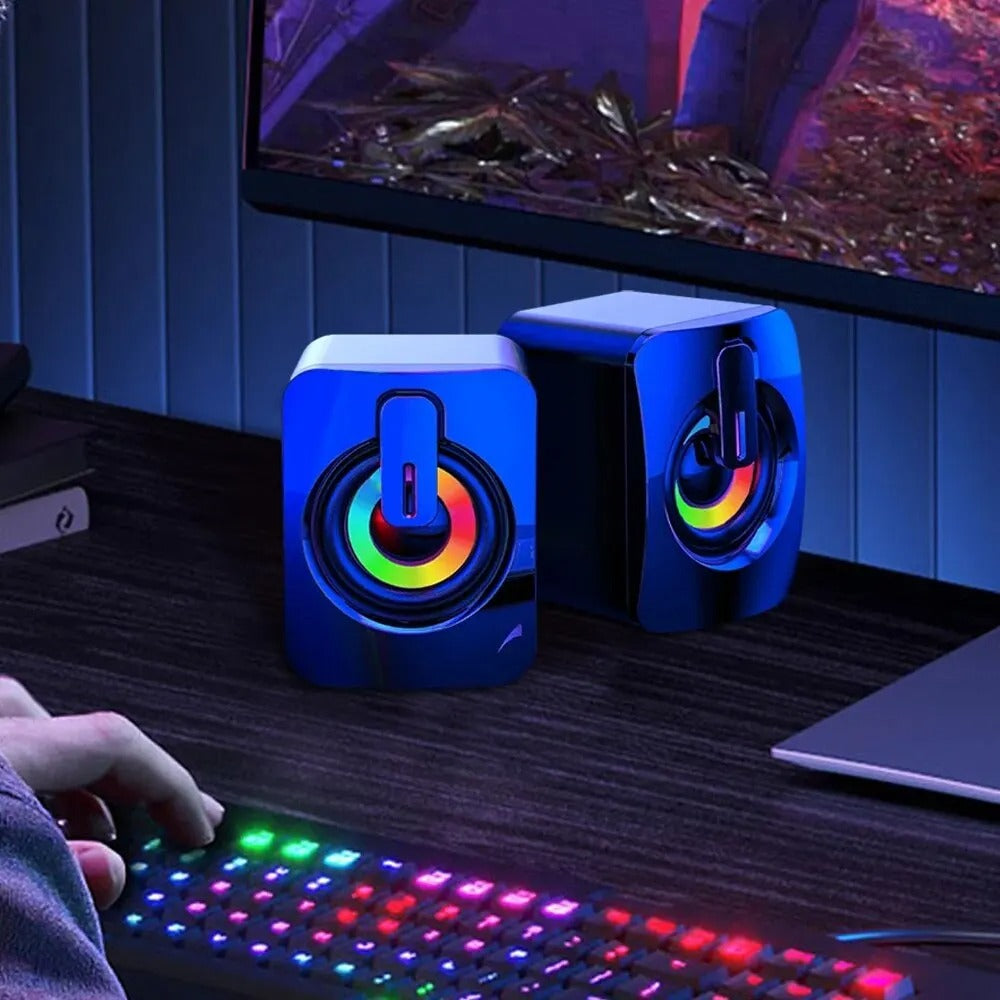 USB Wired HiFi Stereo Computer Speakers with LED Lights - CartRare