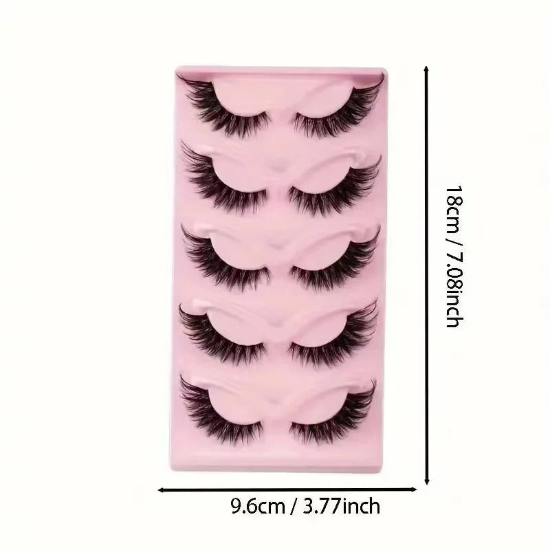 5 Pairs Cat Eye Faux Mink Lashes – Elongated, Fluffy False Eyelashes for Glam Makeup Look - CartRare