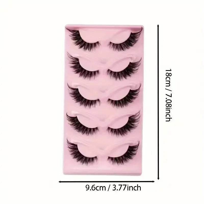 5 Pairs Cat Eye Faux Mink Lashes – Elongated, Fluffy False Eyelashes for Glam Makeup Look - CartRare