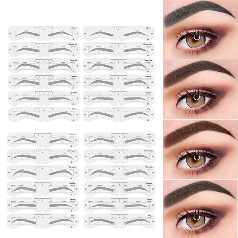 Reusable Eyebrow Stencil Kit – Brow Shaping & Styling Guide with Soft Ruler | Makeup Tool for Precise Grooming & Definition - CartRare