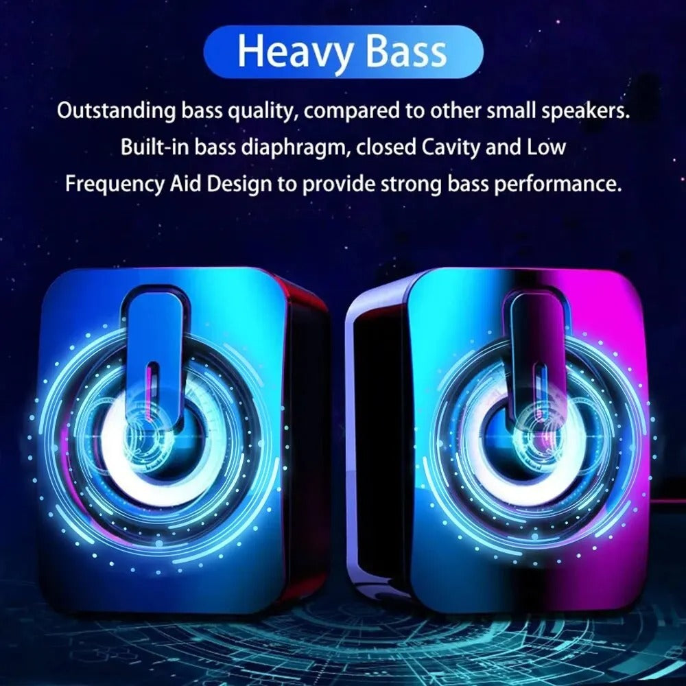 USB Wired HiFi Stereo Computer Speakers with LED Lights - CartRare