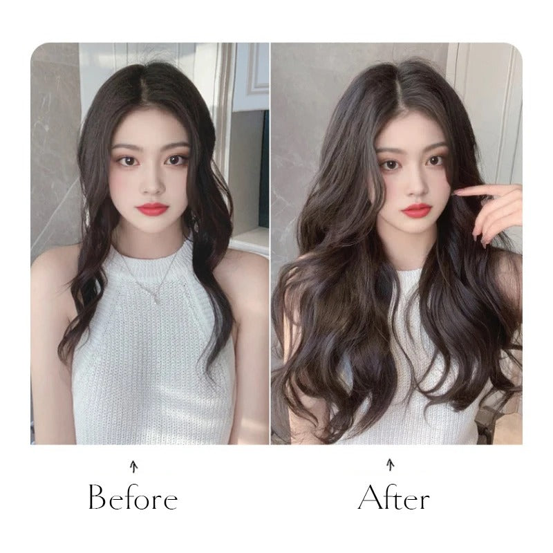 Premium Synthetic Invisible Wire Hair Extensions – Long Wavy Synthetic Hairpiece for Women, No Clips - CartRare
