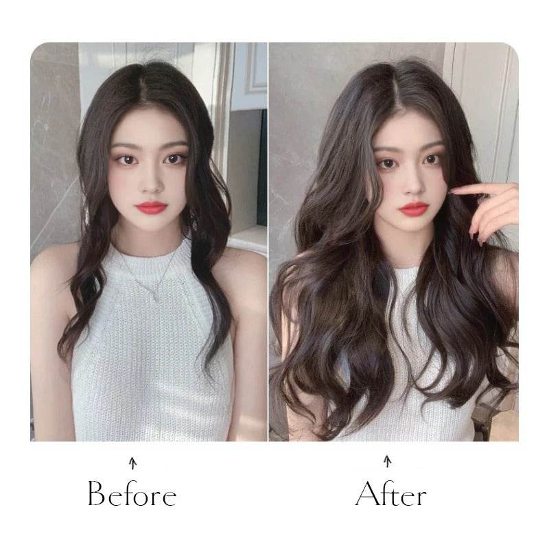 Premium Synthetic Invisible Wire Hair Extensions – Long Wavy Synthetic Hairpiece for Women, No Clips - CartRare