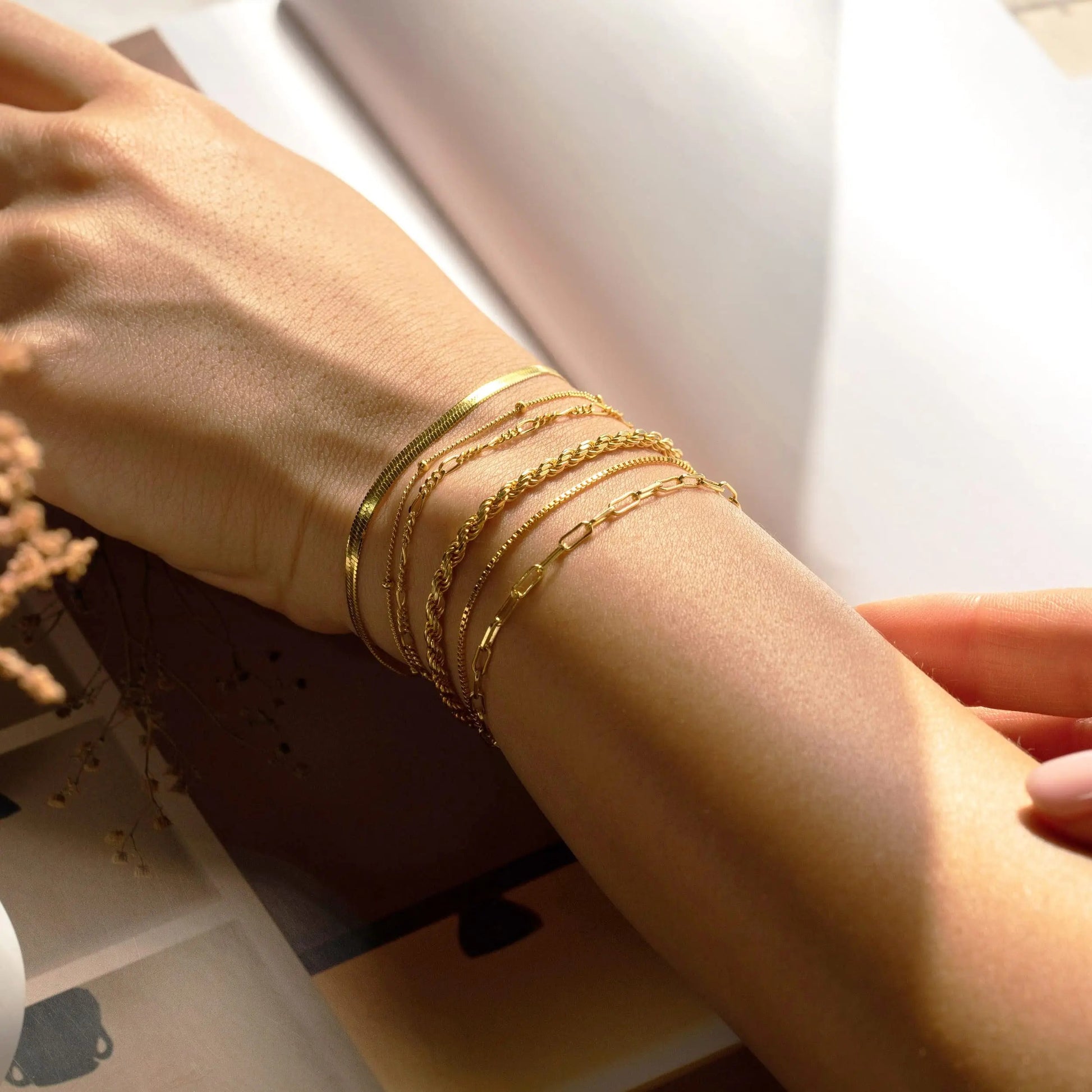 6Pcs Gold Boho Bracelet Set for Women – Vintage Cuban Chain Jewelry Gift - CartRare