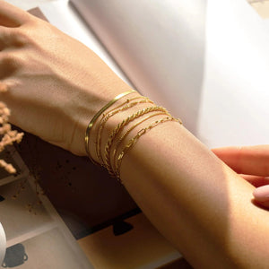 6Pcs Gold Boho Bracelet Set for Women – Vintage Cuban Chain Jewelry Gift - CartRare
