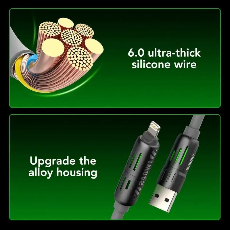 Universal 4-in-1 High-Speed 240W USB Charging Cable for iPhone and Samsung - CartRare