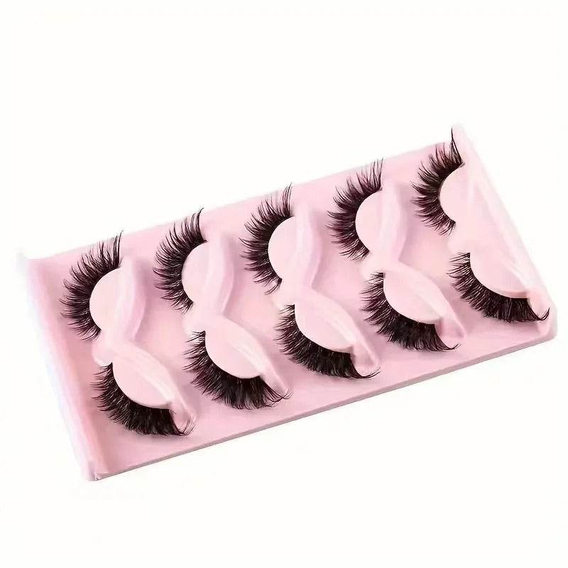 5 Pairs Cat Eye Faux Mink Lashes – Elongated, Fluffy False Eyelashes for Glam Makeup Look - CartRare