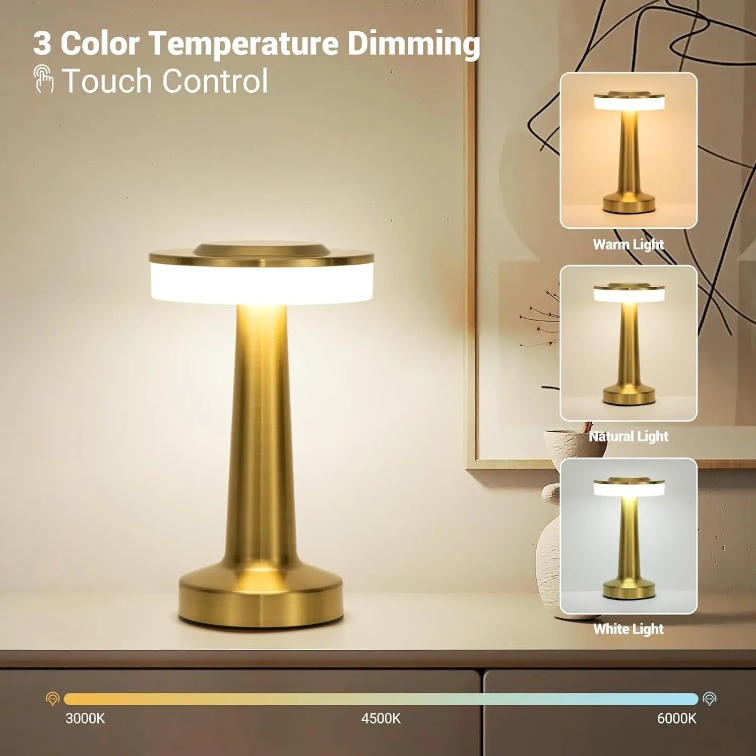 Retro USB Rechargeable LED Table Lamp – Dimmable Night Light for Bedroom, Bar, or Camping – Vintage Ambient Lighting - CartRare