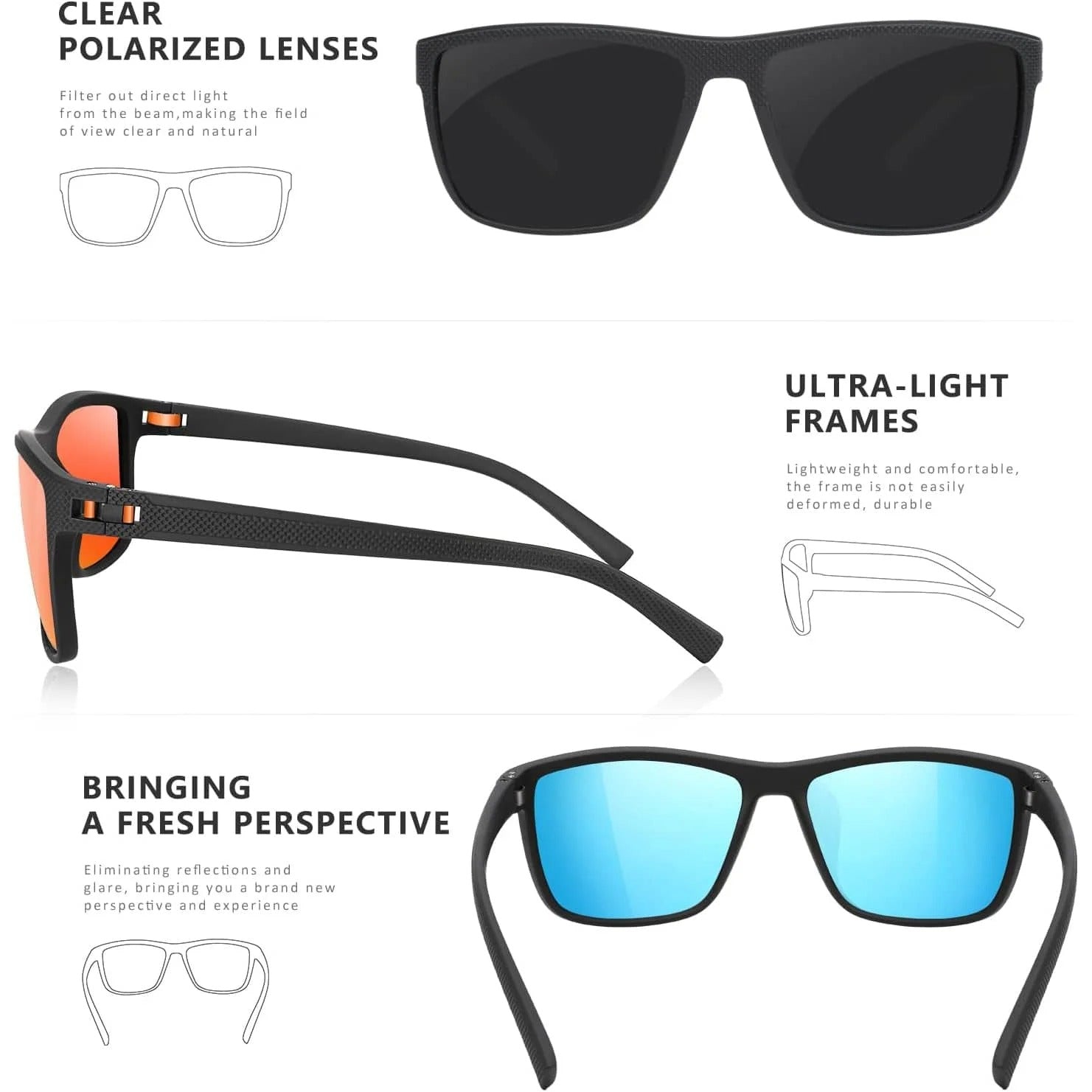 3-Pack Polarized Sunglasses – UV400 Anti-Glare Shades for Men & Women - CartRare