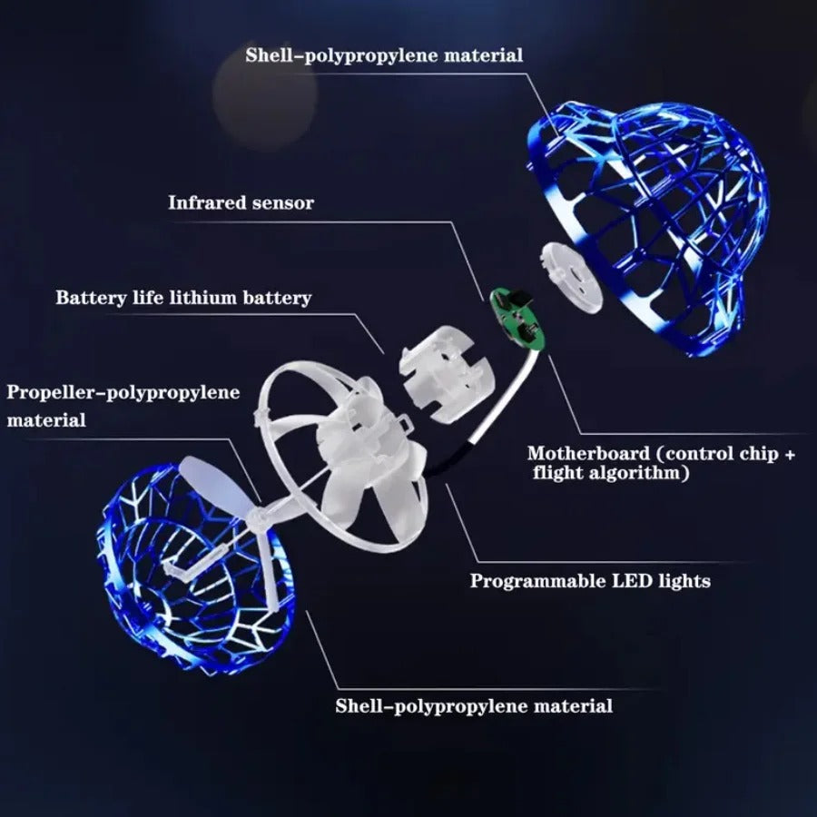 Flying Magic LED Spinner Ball – Rechargeable Drone Toy Gift for Kids - CartRare