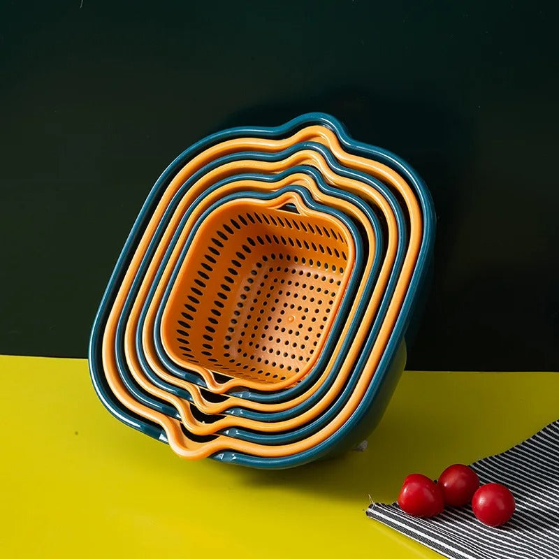 Double Layer Colander & Strainer Basket – Reusable Plastic Drain Basket for Kitchen, Fruits & Vegetables - CartRare