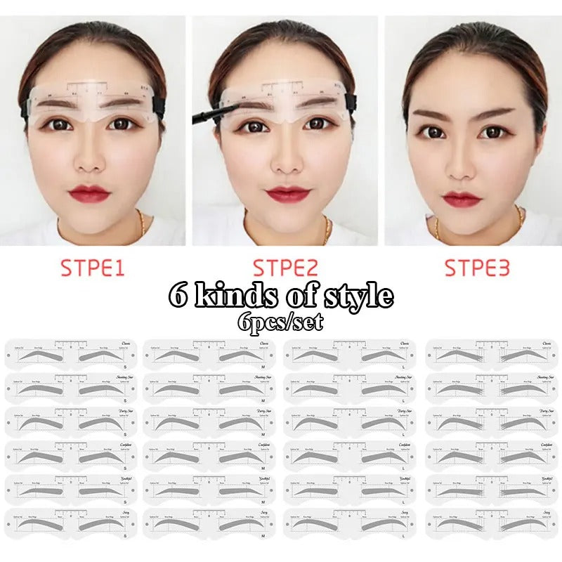 Reusable Eyebrow Stencil Kit – Brow Shaping & Styling Guide with Soft Ruler | Makeup Tool for Precise Grooming & Definition - CartRare