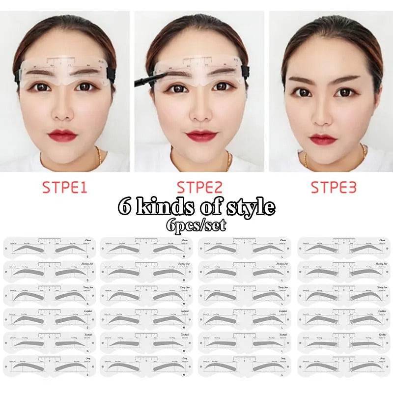 Reusable Eyebrow Stencil Kit – Brow Shaping & Styling Guide with Soft Ruler | Makeup Tool for Precise Grooming & Definition - CartRare