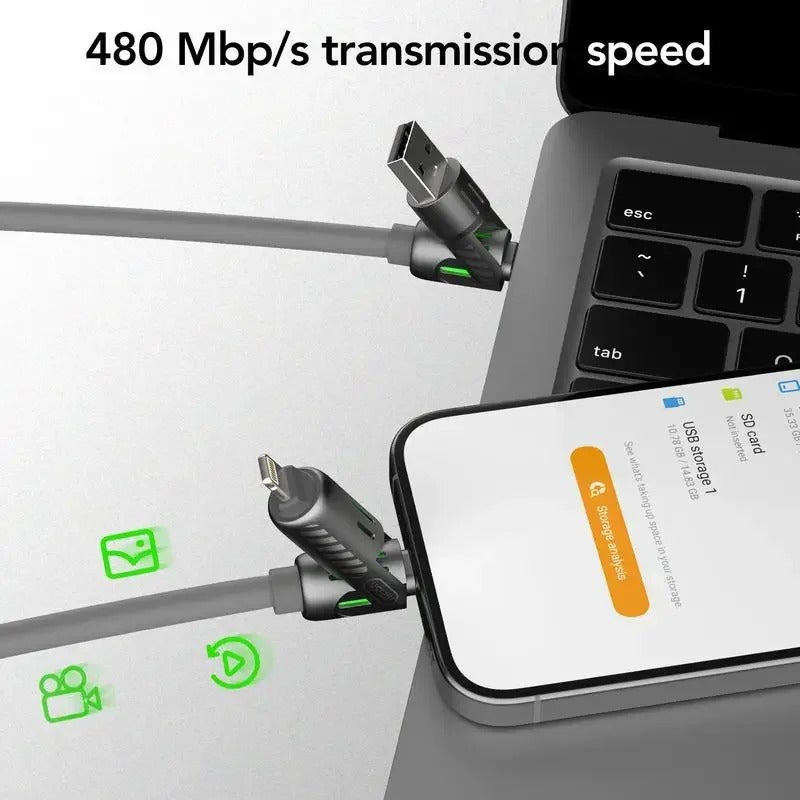 Universal 4-in-1 High-Speed 240W USB Charging Cable for iPhone and Samsung - CartRare