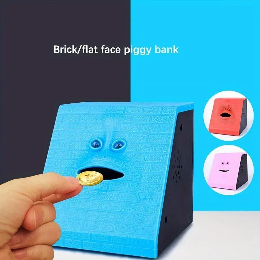 Smart Face Piggy Bank – Motion Sensor Coin-Eating Money Box for Kids & Adults – Fun Electric Plastic Savings Bank - CartRare