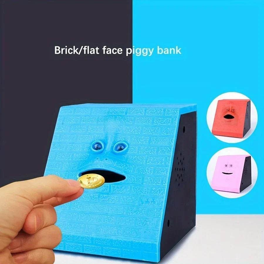 Smart Face Piggy Bank – Motion Sensor Coin-Eating Money Box for Kids & Adults – Fun Electric Plastic Savings Bank - CartRare