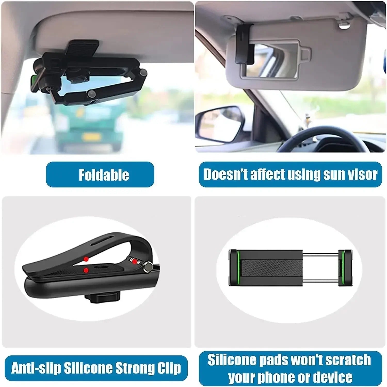 Universal Car Phone Mount for Sun Visor with 360° Rotation - CartRare