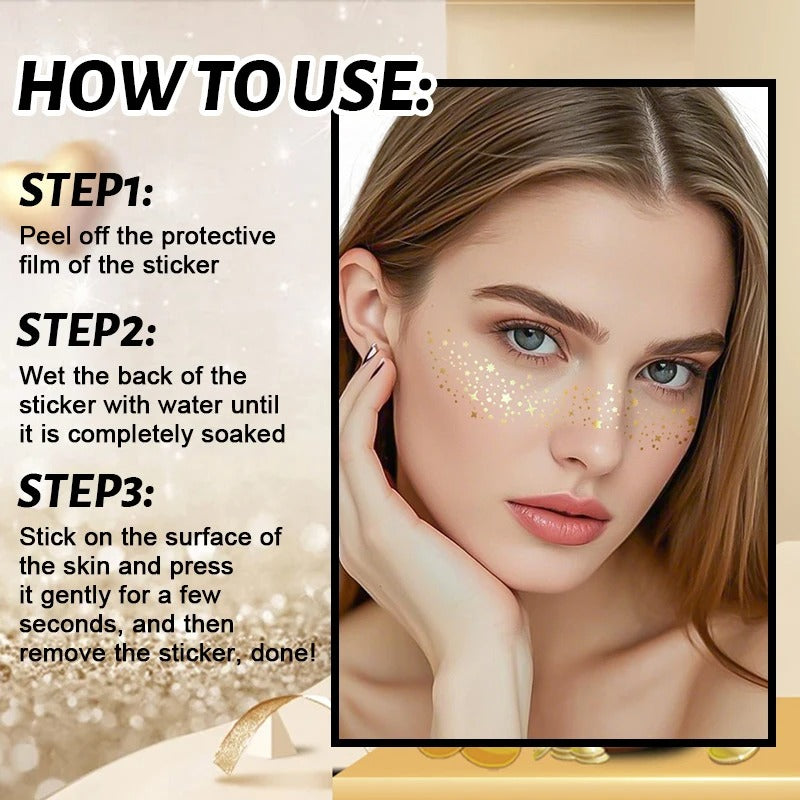 Glitter Freckle Patches – Sparkly Face Stickers for Instant Shimmer, Easy to Apply & Remove - CartRare