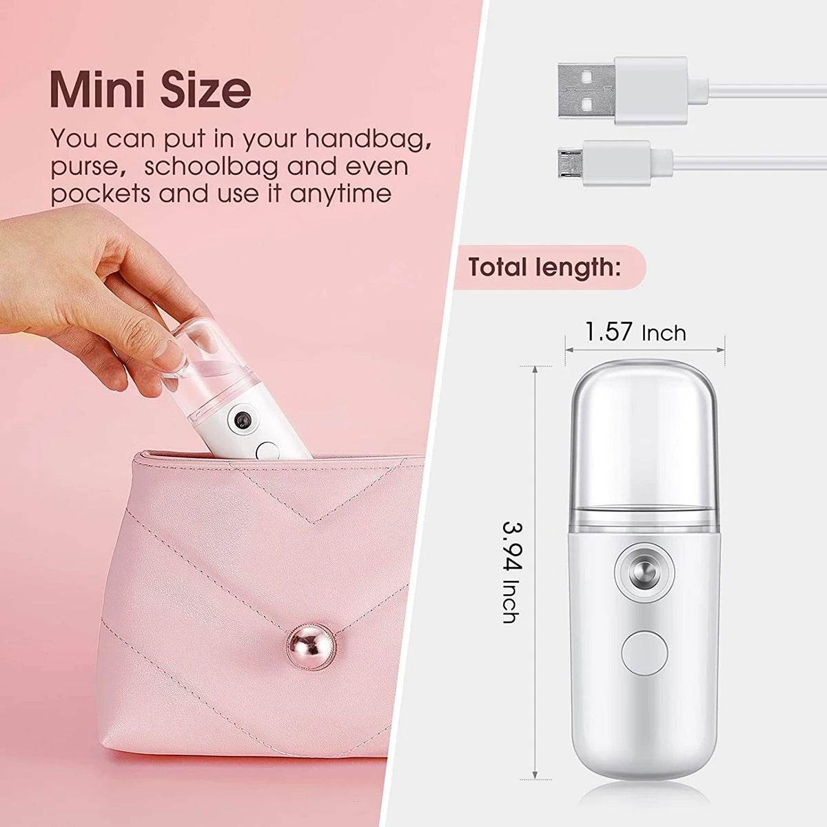 Nano Mist Facial Steamer – Portable 30ml Cool Mist Sprayer for Skin Hydration and Refreshing - CartRare