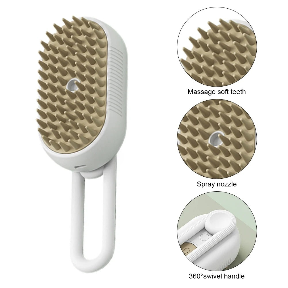 3-in-1 Electric Pet Brush – Steam Cleaner, Hair Remover & Massager for Dogs & Cats - CartRare