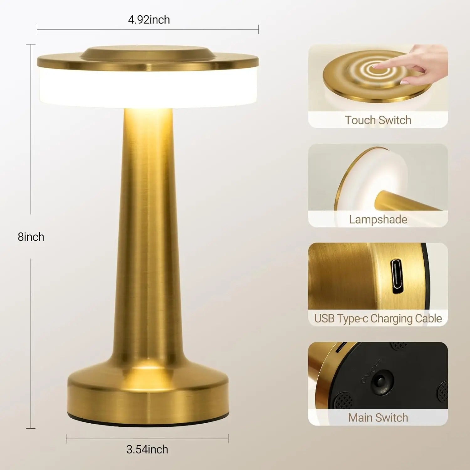 Retro USB Rechargeable LED Table Lamp – Dimmable Night Light for Bedroom, Bar, or Camping – Vintage Ambient Lighting - CartRare
