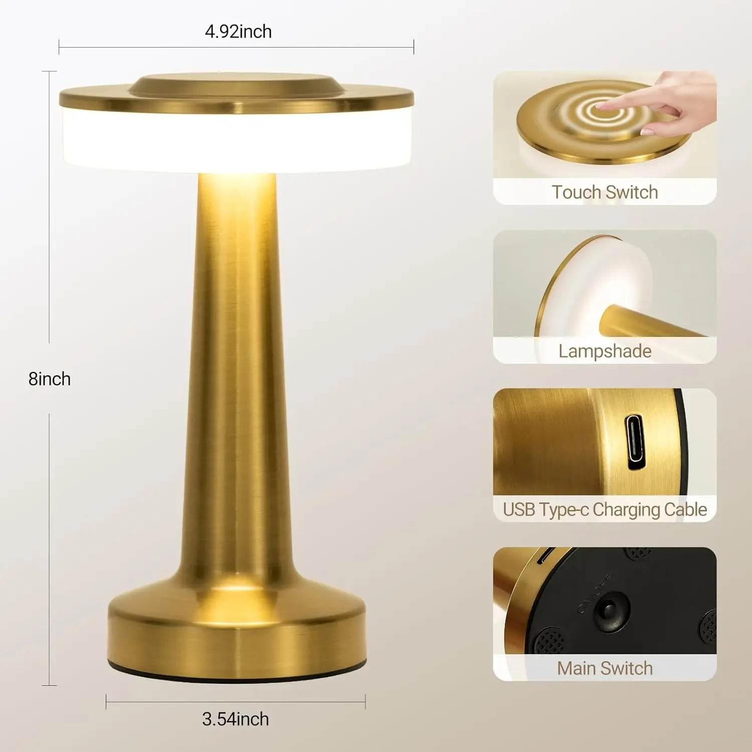 Retro USB Rechargeable LED Table Lamp – Dimmable Night Light for Bedroom, Bar, or Camping – Vintage Ambient Lighting - CartRare