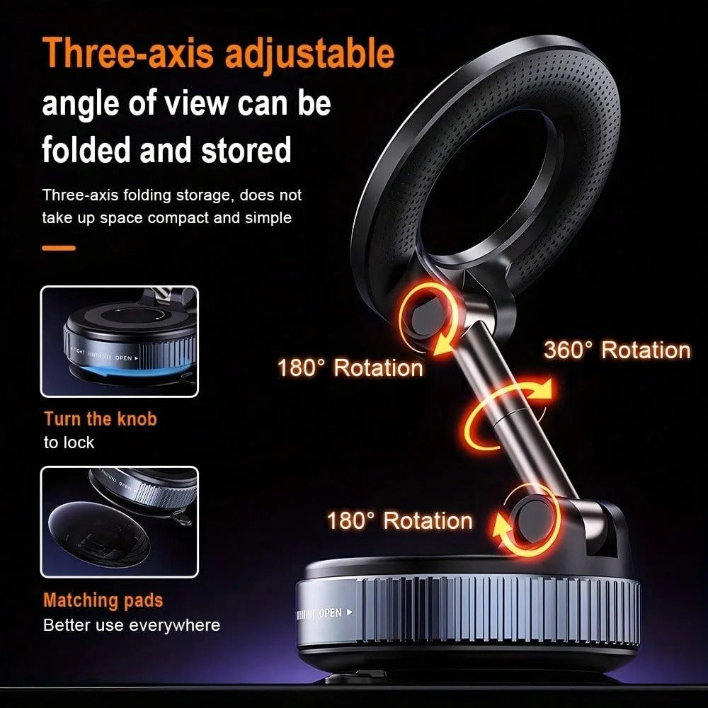 Magnetic Car Phone Mount – 360° Foldable Aluminum Holder - CartRare