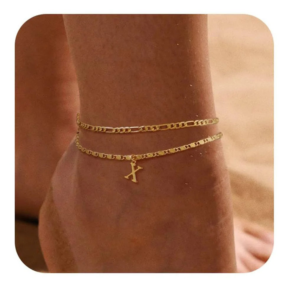 26 Letters A-Z Stainless Steel Chain Anklets For Women - CartRare