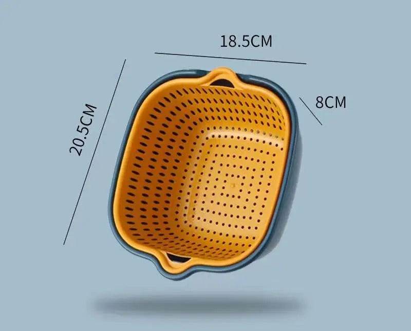 Double Layer Colander & Strainer Basket – Reusable Plastic Drain Basket for Kitchen, Fruits & Vegetables - CartRare