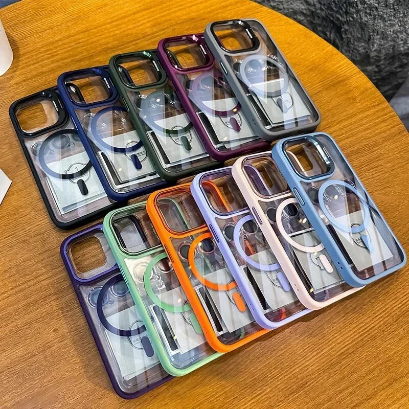 Luxury Magnetic Shockproof iPhone Case with Stand and Lens Protection - CartRare