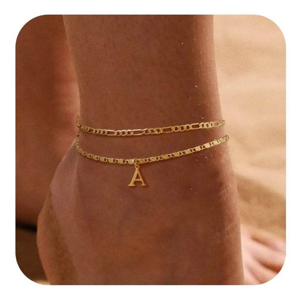 26 Letters A-Z Stainless Steel Chain Anklets For Women - CartRare