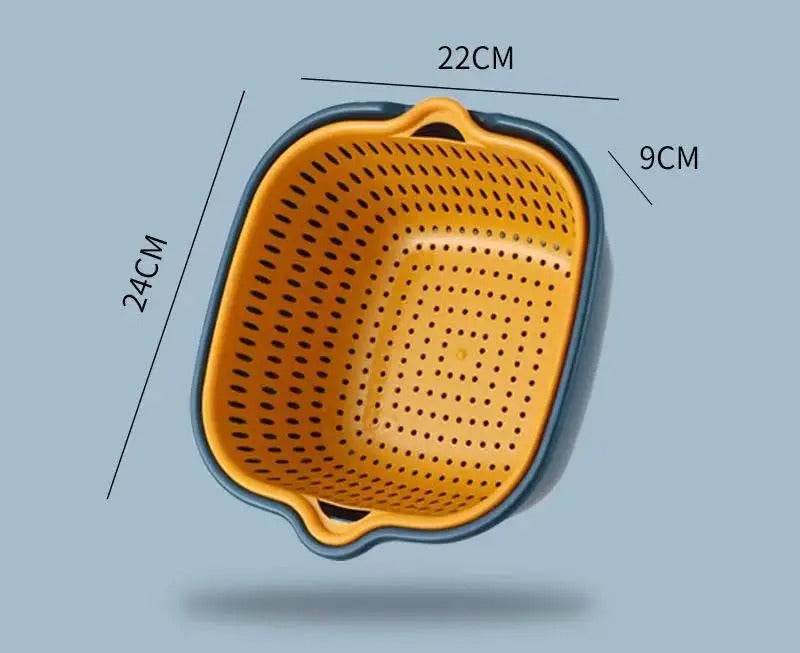 Double Layer Colander & Strainer Basket – Reusable Plastic Drain Basket for Kitchen, Fruits & Vegetables - CartRare