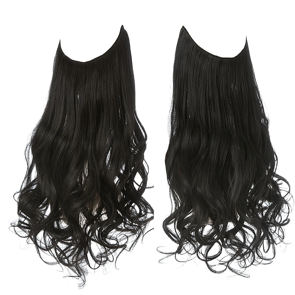 Premium Synthetic Invisible Wire Hair Extensions – Long Wavy Synthetic Hairpiece for Women, No Clips - CartRare