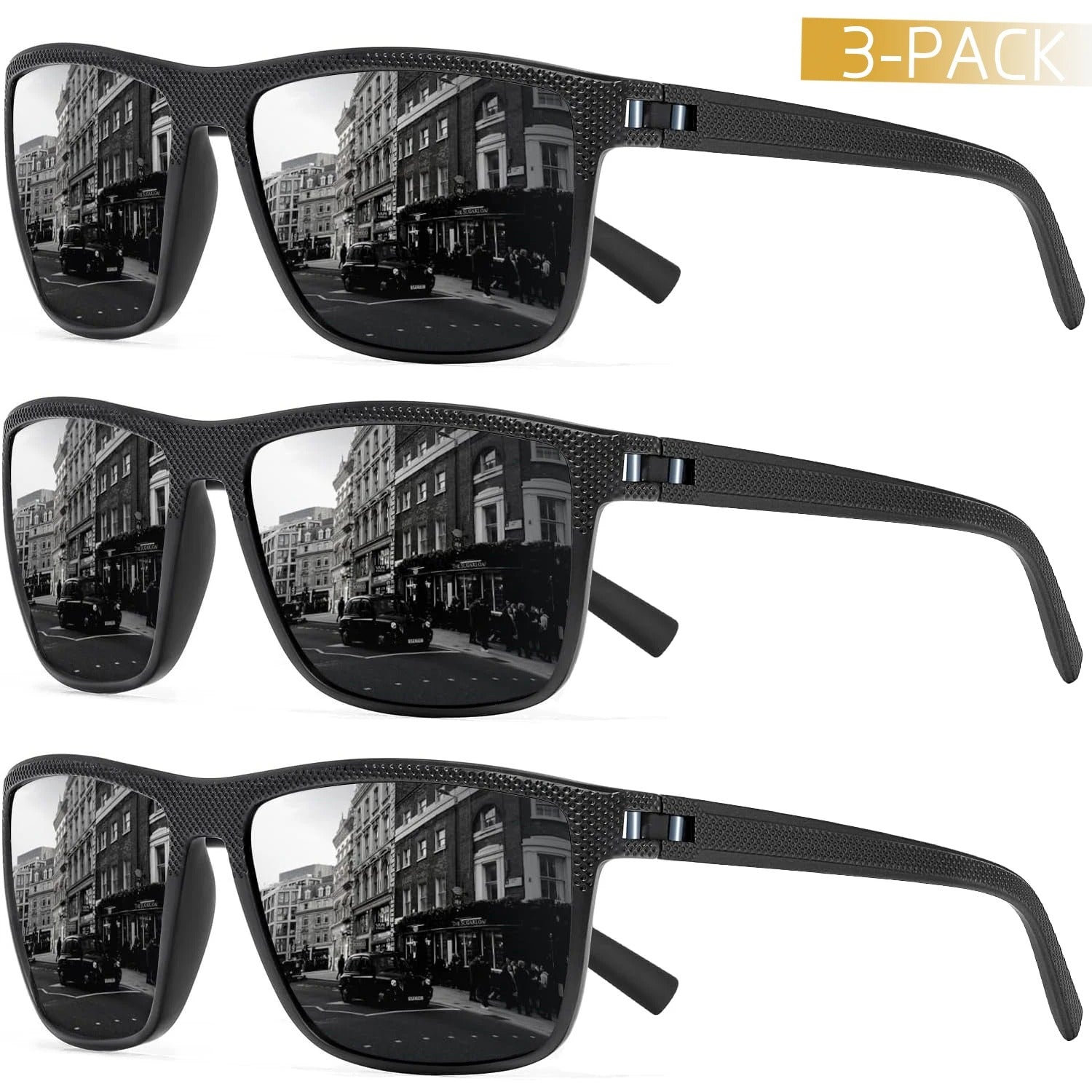 3-Pack Polarized Sunglasses – UV400 Anti-Glare Shades for Men & Women - CartRare