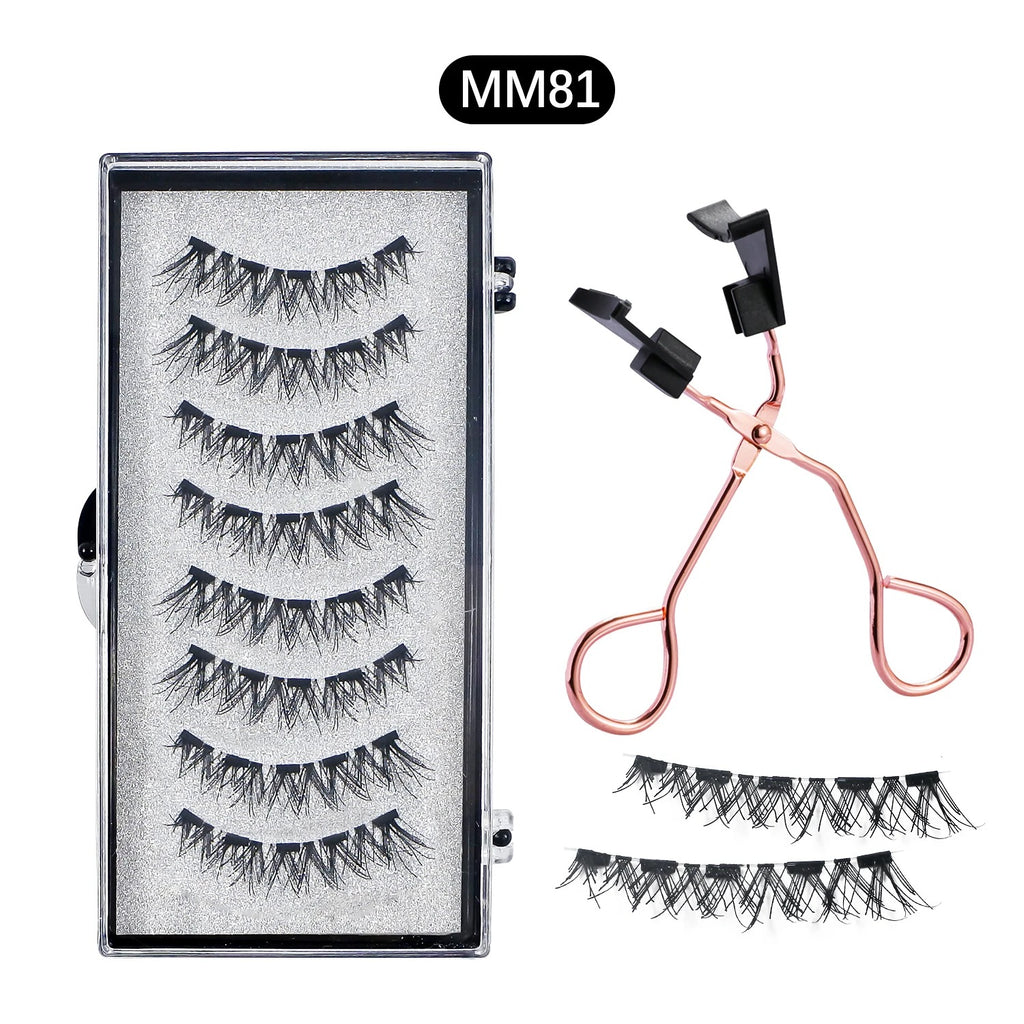 Magnetic 8Pcs Reusable Eyelashes with Applicator – No Glue, 5 Magnet Natural Look Lashes - CartRare
