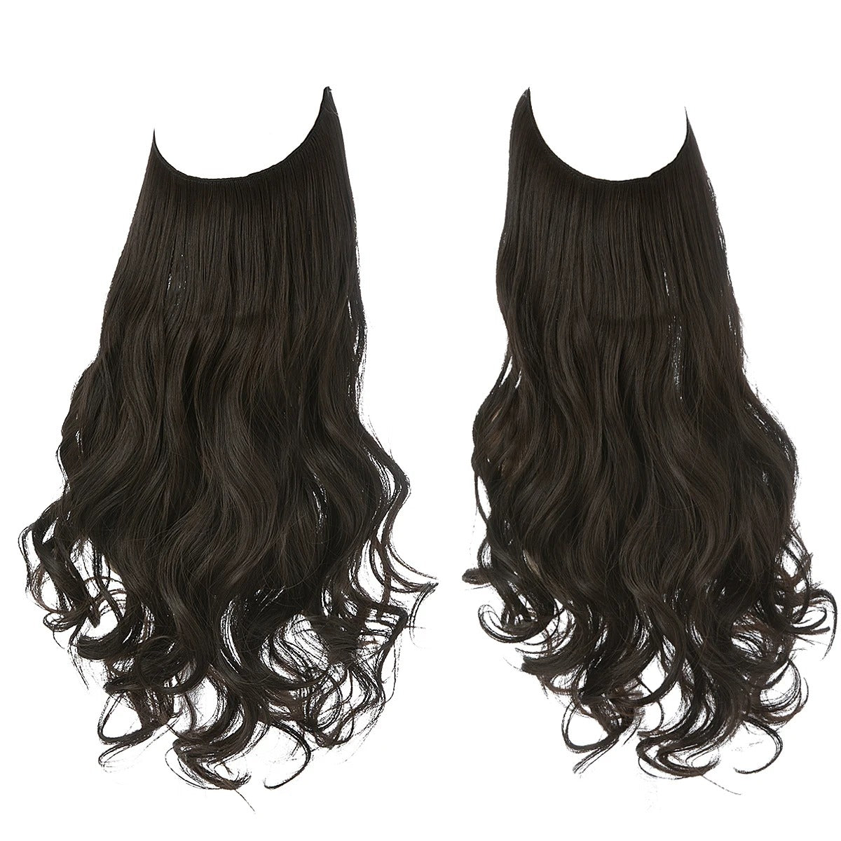 Premium Synthetic Invisible Wire Hair Extensions – Long Wavy Synthetic Hairpiece for Women, No Clips - CartRare